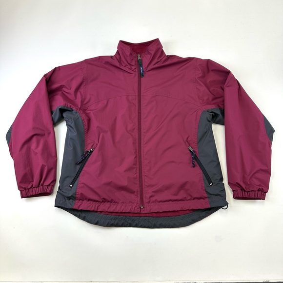 LL Bean wine black womens nylon soft shell zip front windbreaker jacket Large - Picture 1 of 9